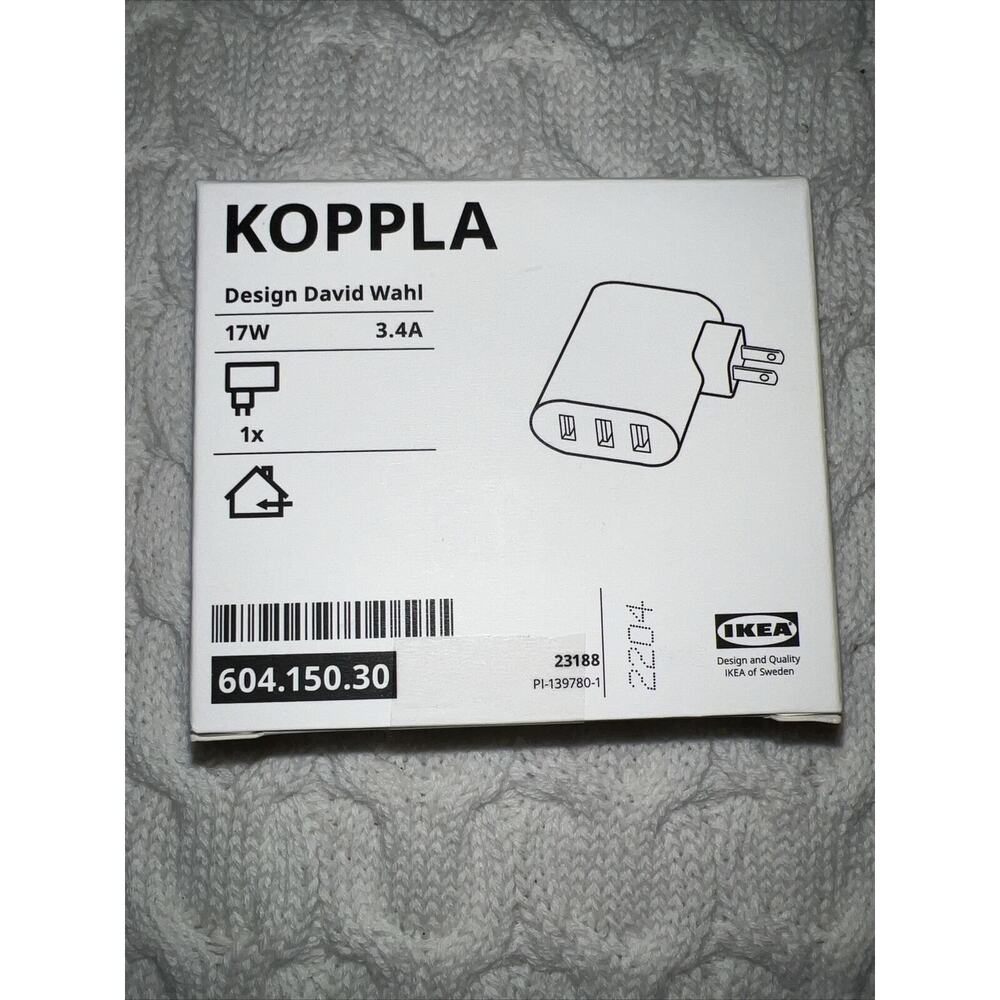 IKEA KOPPLA USB Charger 3 Charging Pots Smart Devices 17W 3.4A Brand New‎